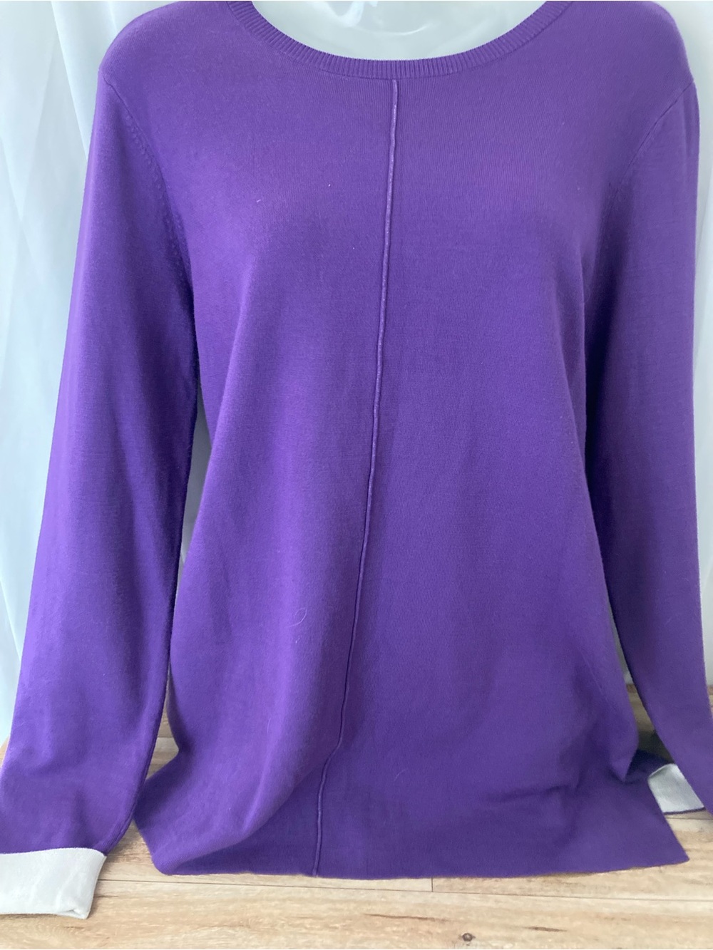 Simons Purple Ribbed-Neck Knit Top